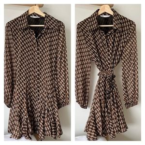 NWOT Zara Dress with Belt, Brown, Large